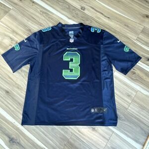 Seattle Seahawks Jersey Nike  Blue On Field‎ Russell Wilson # 3 NFL Men's XXL
